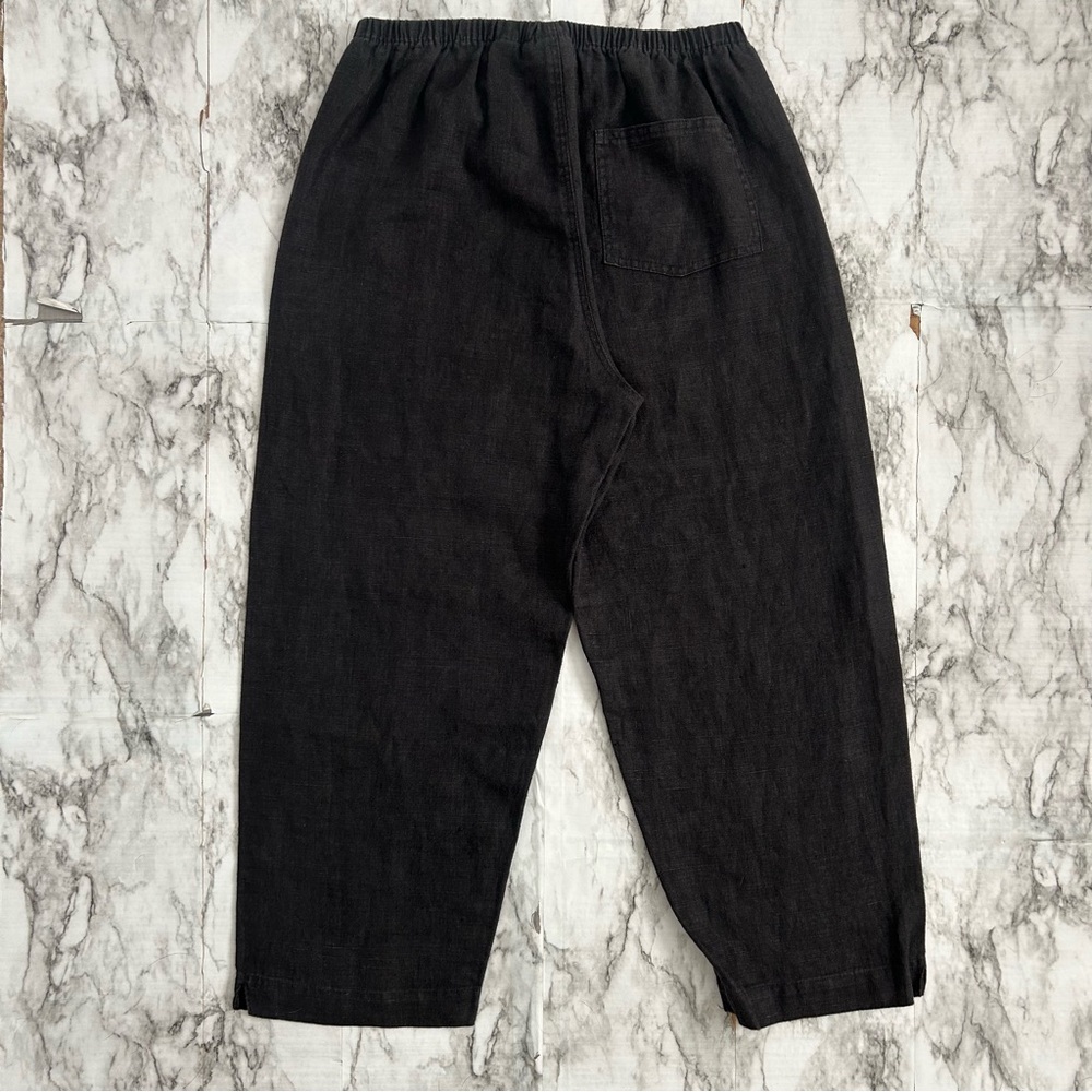 Private Edition by Chico’s | women’s size 1 Black linen pull-on pants wide Leg - Picture 4 of 10